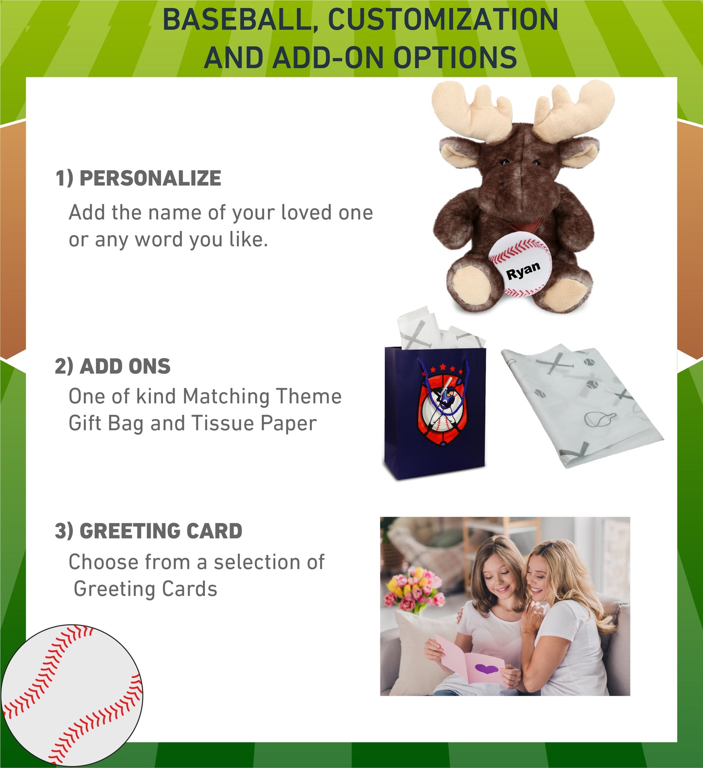 SUPER SOFT PLUSH - BROWNISH SITTING MOOSE WITH BASEBALL PLUSH