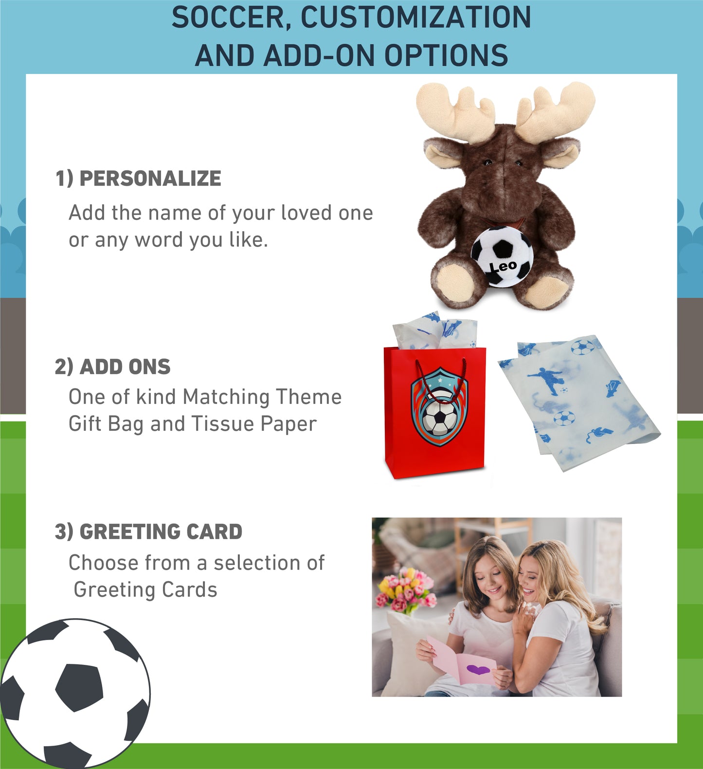 SUPER SOFT PLUSH - BROWNISH SITTING MOOSE WITH SOCCER PLUSH