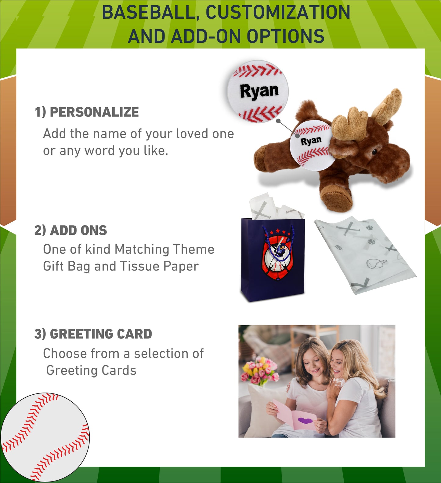 SUPER SOFT PLUSH - BROWN LYING MOOSE WITH BASEBALL PLUSH