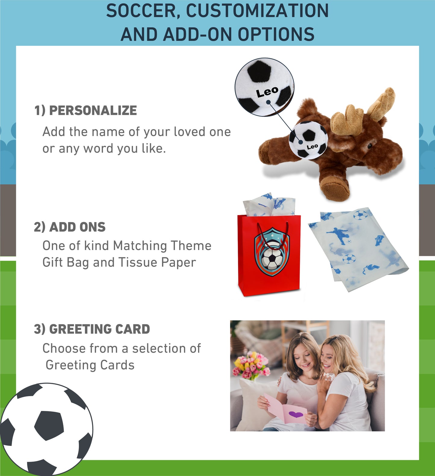 SUPER SOFT PLUSH - BROWN LYING MOOSE WITH SOCCER PLUSH