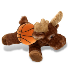 SUPER SOFT PLUSH - BROWN LYING MOOSE WITH BASKETBALL PLUSH