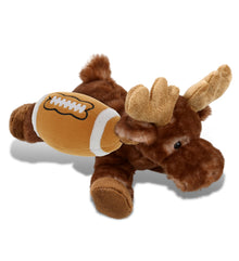SUPER SOFT PLUSH - BROWN LYING MOOSE WITH FOOTBALL PLUSH