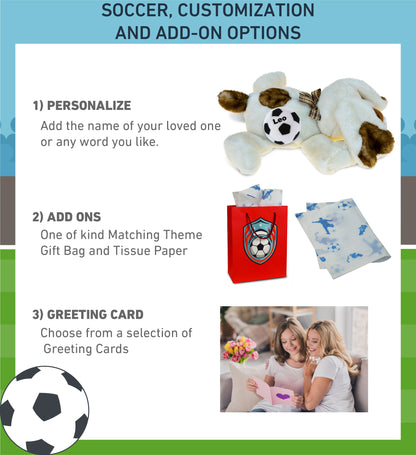 SUPER SOFT PLUSH - LYING DOG WITH SOCCER PLUSH