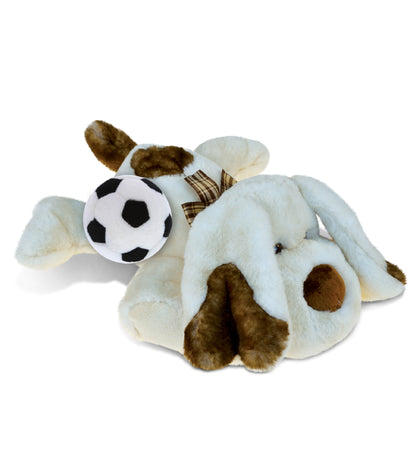 SUPER SOFT PLUSH - LYING DOG WITH SOCCER PLUSH