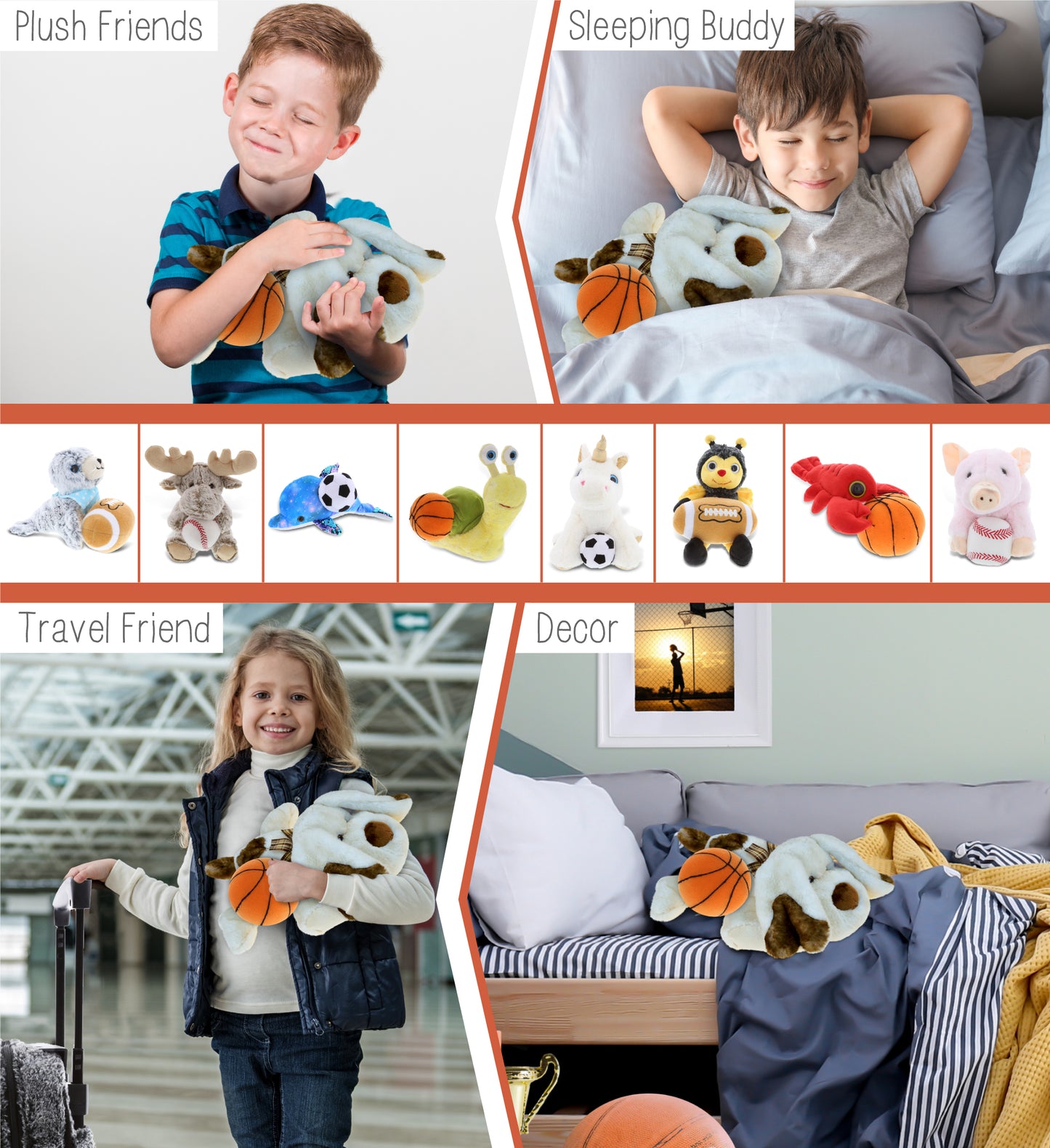 SUPER SOFT PLUSH - LYING DOG WITH BASKETBALL PLUSH