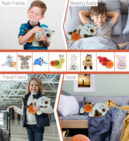 SUPER SOFT PLUSH - LYING DOG WITH BASKETBALL PLUSH