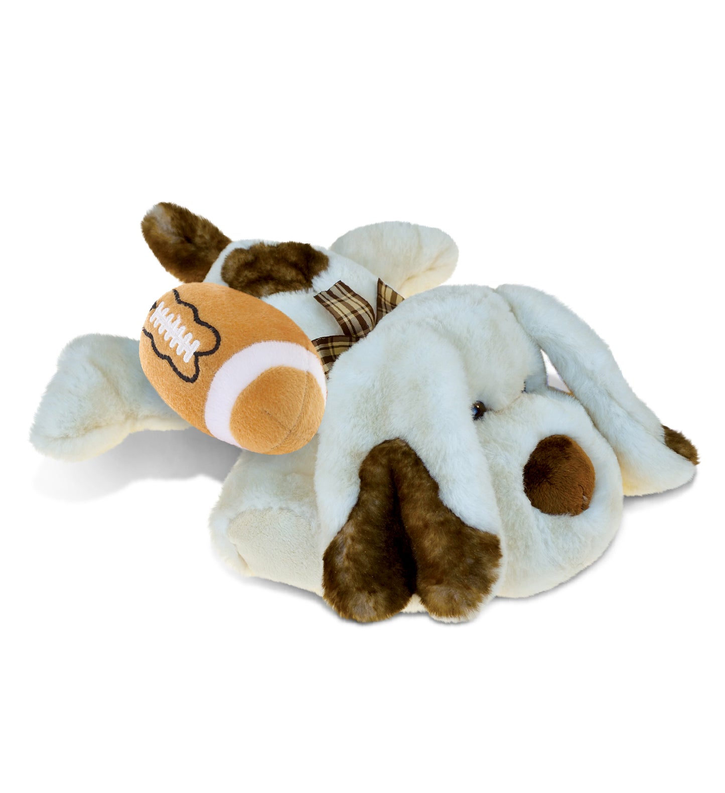 SUPER SOFT PLUSH - LYING DOG WITH FOOTBALL PLUSH