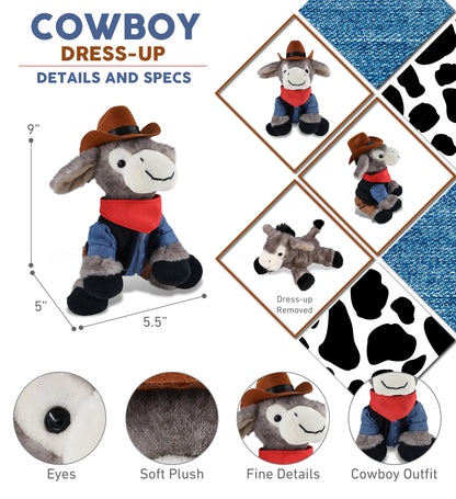 SUPER SOFT PLUSH - LYING GREY DONKEY COWBOY DRESS UP
