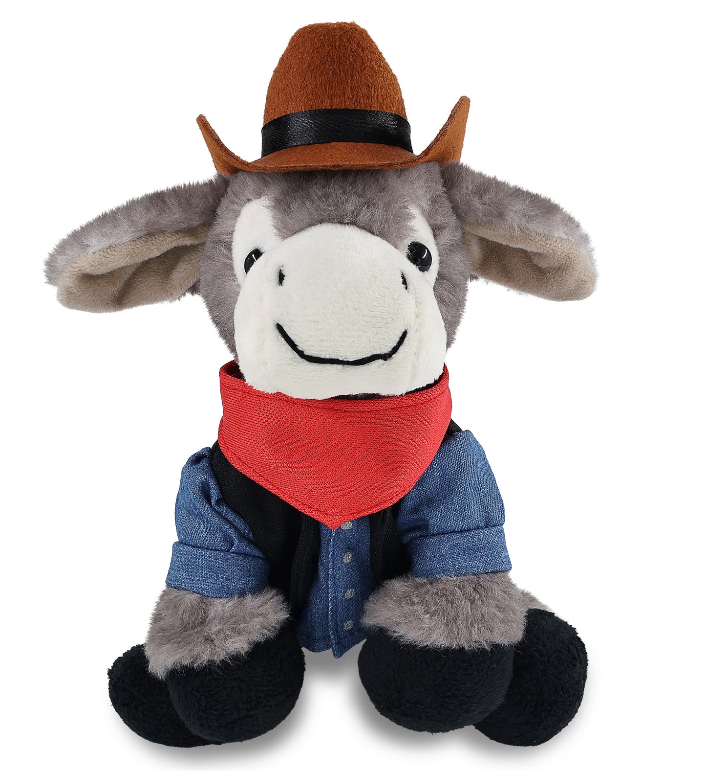 SUPER SOFT PLUSH - LYING GREY DONKEY COWBOY DRESS UP