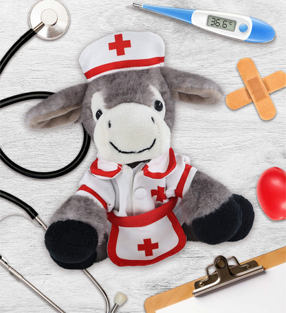 SUPER SOFT PLUSH - LYING GREY DONKEY NURSE DRESS UP