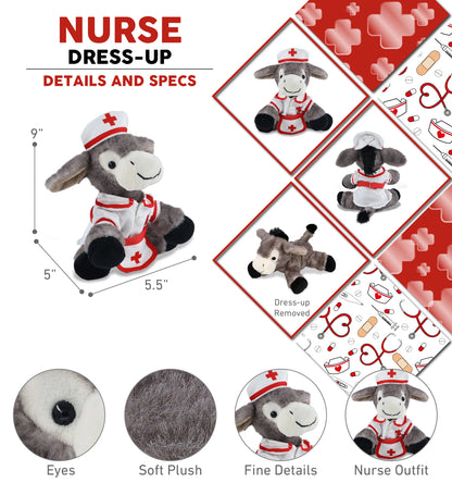 SUPER SOFT PLUSH - LYING GREY DONKEY NURSE DRESS UP