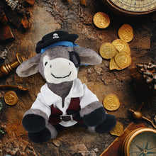 SUPER SOFT PLUSH - LYING GREY DONKEY WITH PIRATE DRESS UP