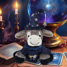 SUPER SOFT PLUSH - LYING GREY DONKEY WITH WIZARD DRESS UP