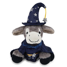 SUPER SOFT PLUSH - LYING GREY DONKEY WITH WIZARD DRESS UP