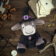 SUPER SOFT PLUSH - LYING GREY DONKEY WITH WITCH DRESS UP