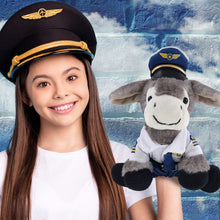 SUPER SOFT PLUSH - LYING GREY DONKEY WITH PILOT DRESS UP