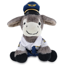 SUPER SOFT PLUSH - LYING GREY DONKEY WITH PILOT DRESS UP