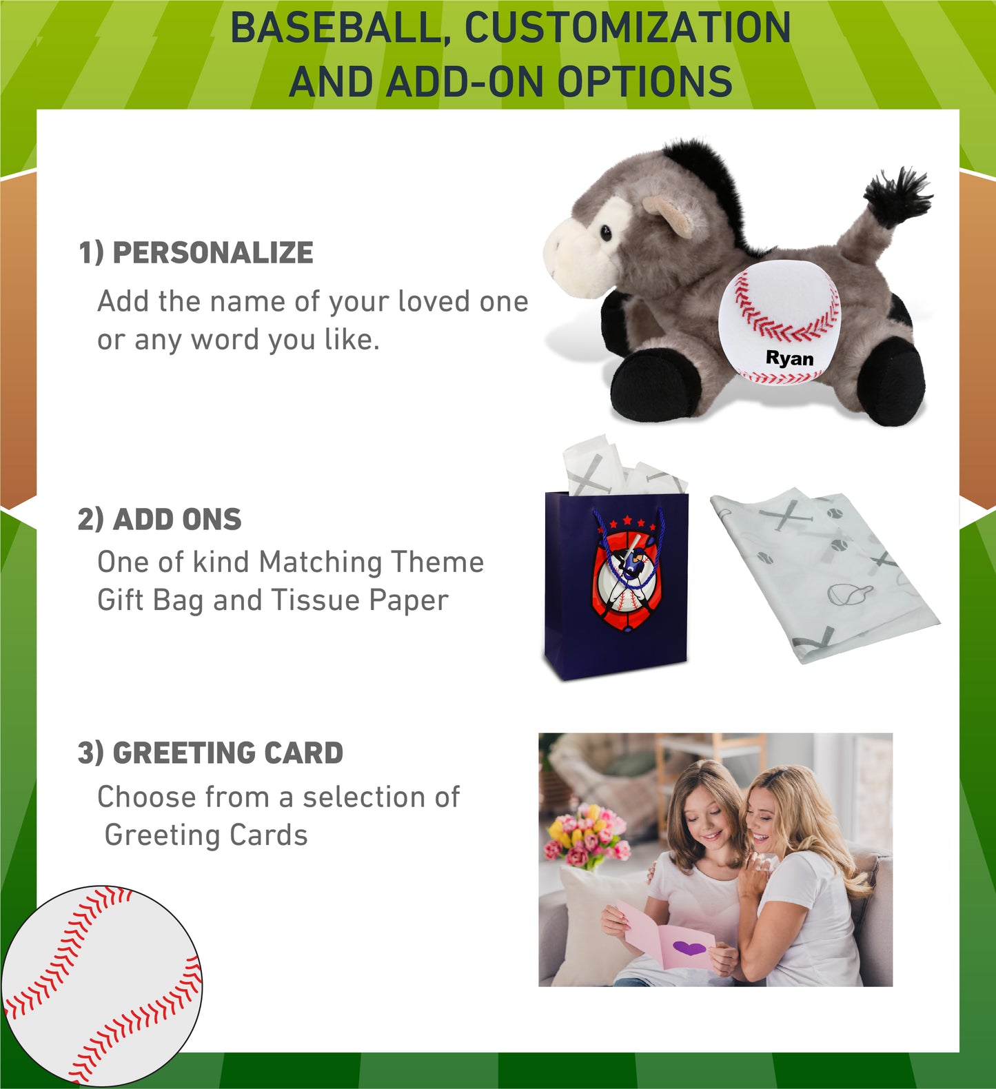 SUPER SOFT PLUSH - LYING GREY DONKEY WITH BASEBALL PLUSH