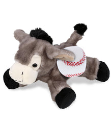 SUPER SOFT PLUSH - LYING GREY DONKEY WITH BASEBALL PLUSH