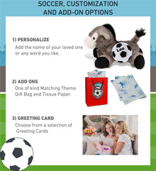 SUPER SOFT PLUSH - LYING GREY DONKEY WITH SOCCER PLUSH