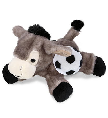SUPER SOFT PLUSH - LYING GREY DONKEY WITH SOCCER PLUSH