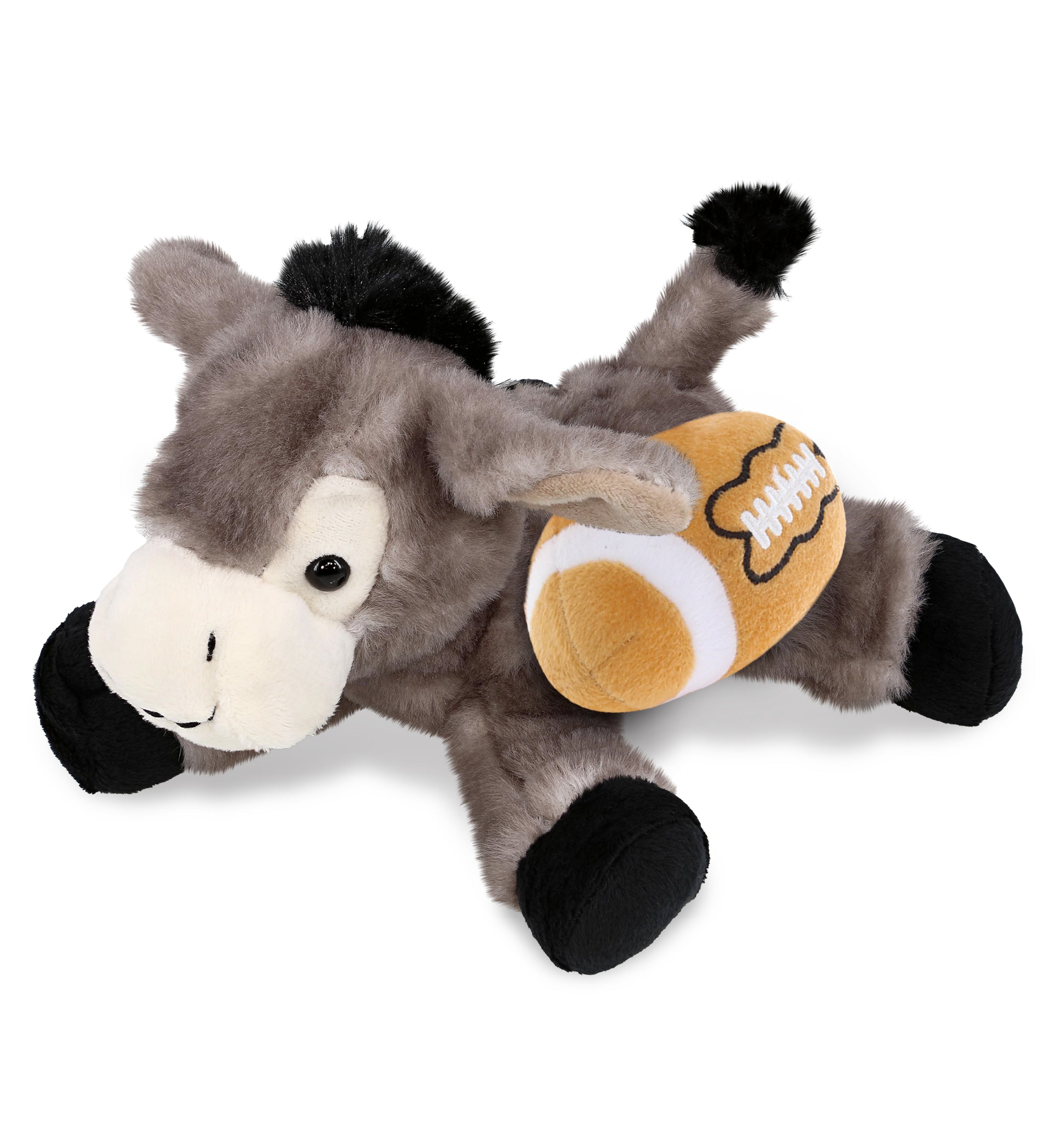 SUPER SOFT PLUSH - LYING GREY DONKEY WITH FOOTBALL PLUSH