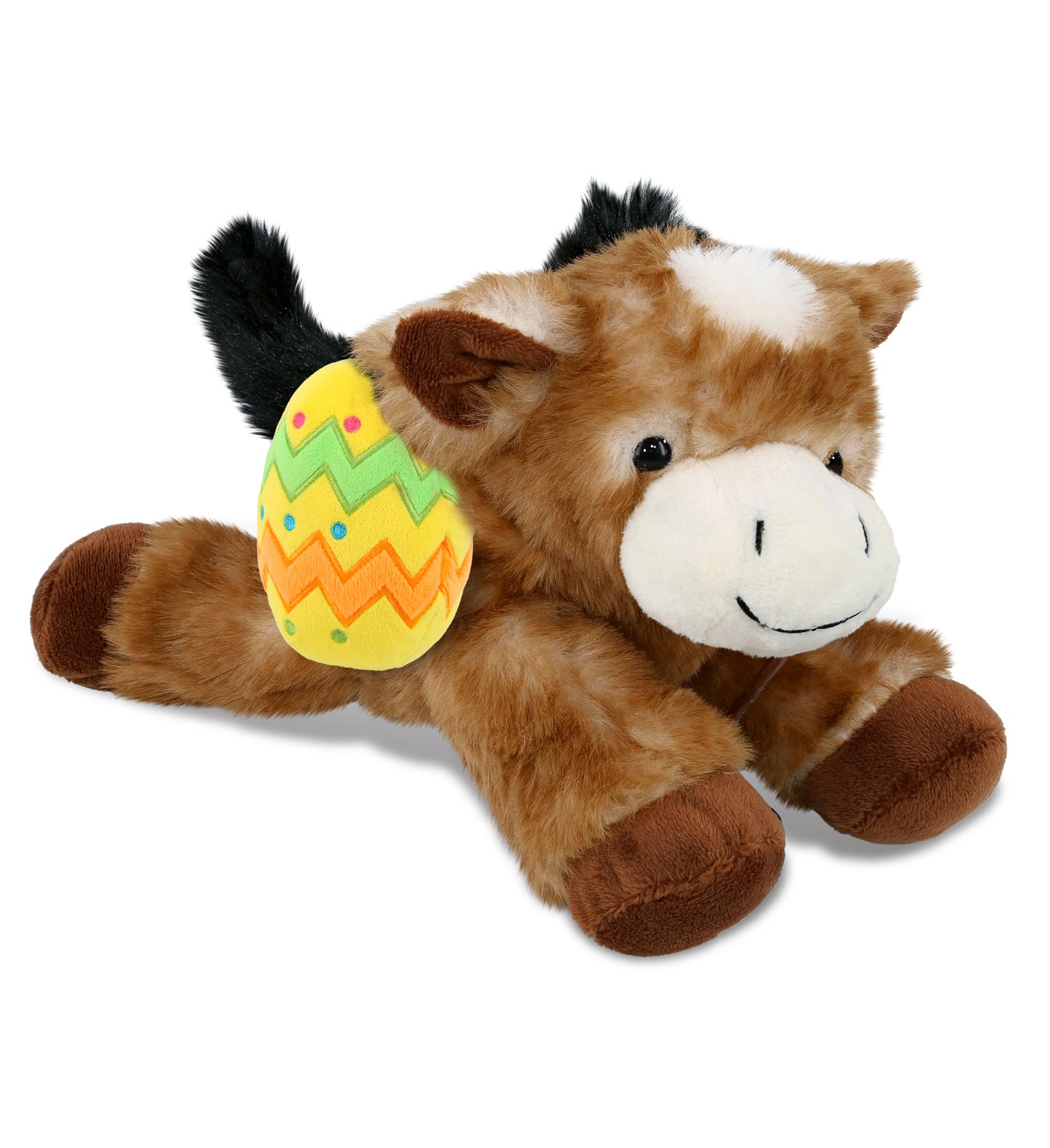 DolliBu Super Soft Lying Brown Donkey with Yellow Easter Egg Plush - 9 Inches