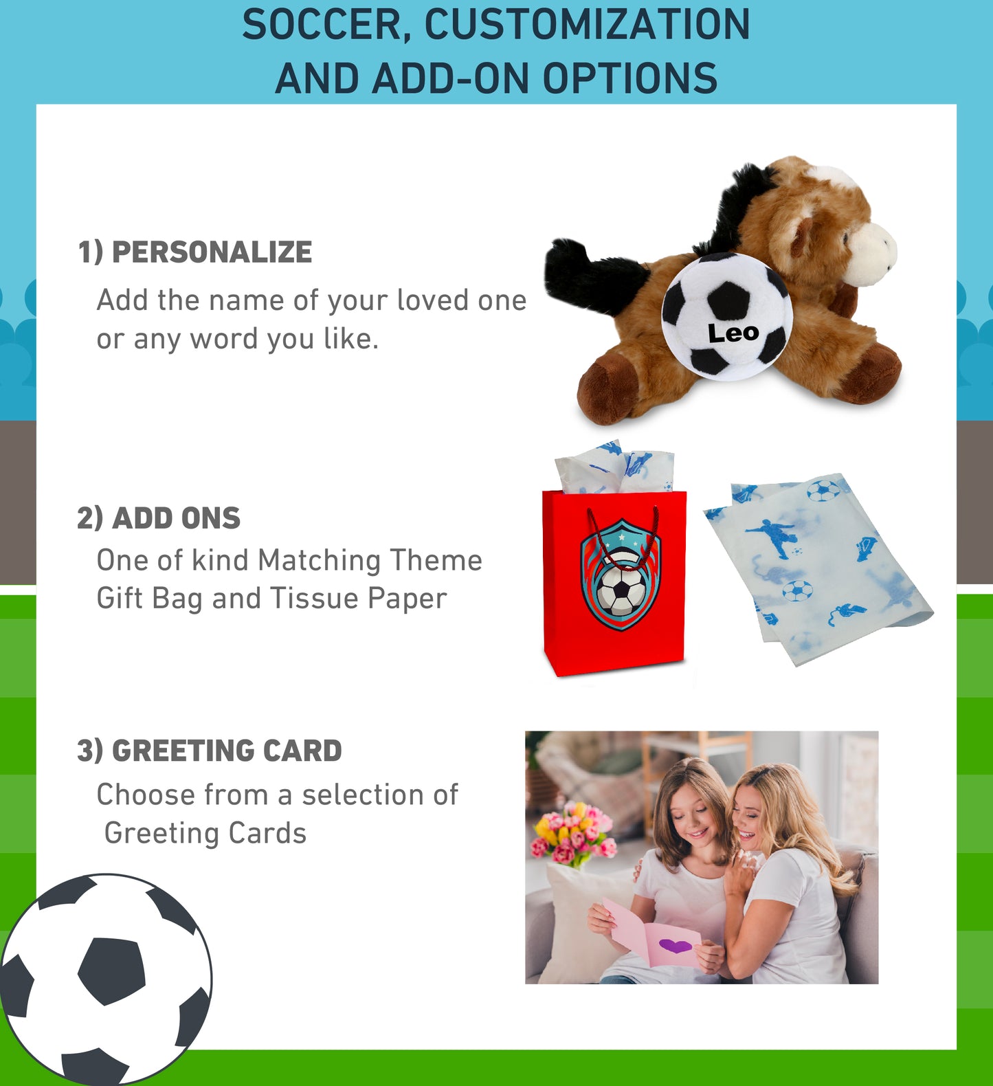 SUPER SOFT PLUSH - LYING BROWN DONKEY WITH SOCCER PLUSH