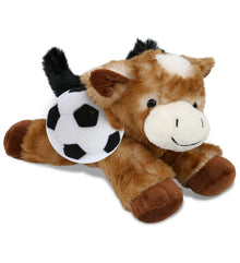 SUPER SOFT PLUSH - LYING BROWN DONKEY WITH SOCCER PLUSH
