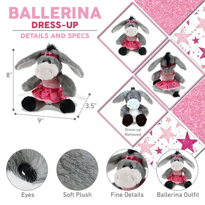 SUPER SOFT PLUSH - SITTING GREY DONKEY BALLERINA