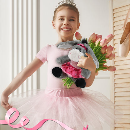 SUPER SOFT PLUSH - SITTING GREY DONKEY BALLERINA