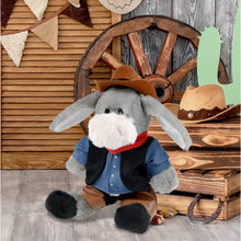 SUPER SOFT PLUSH - SITTING GREY DONKEY COWBOY DRESS UP