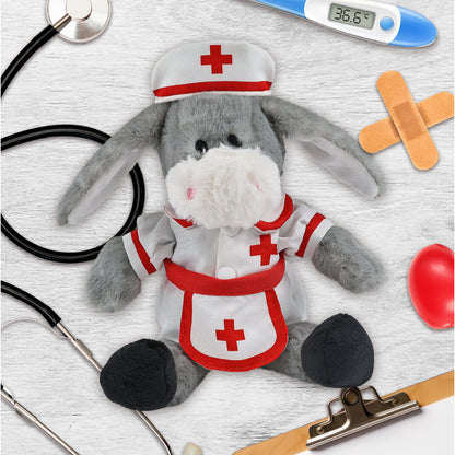 SUPER SOFT PLUSH - SITTING GREY DONKEY NURSE