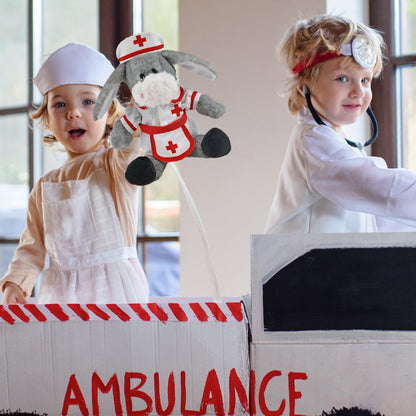 SUPER SOFT PLUSH - SITTING GREY DONKEY NURSE