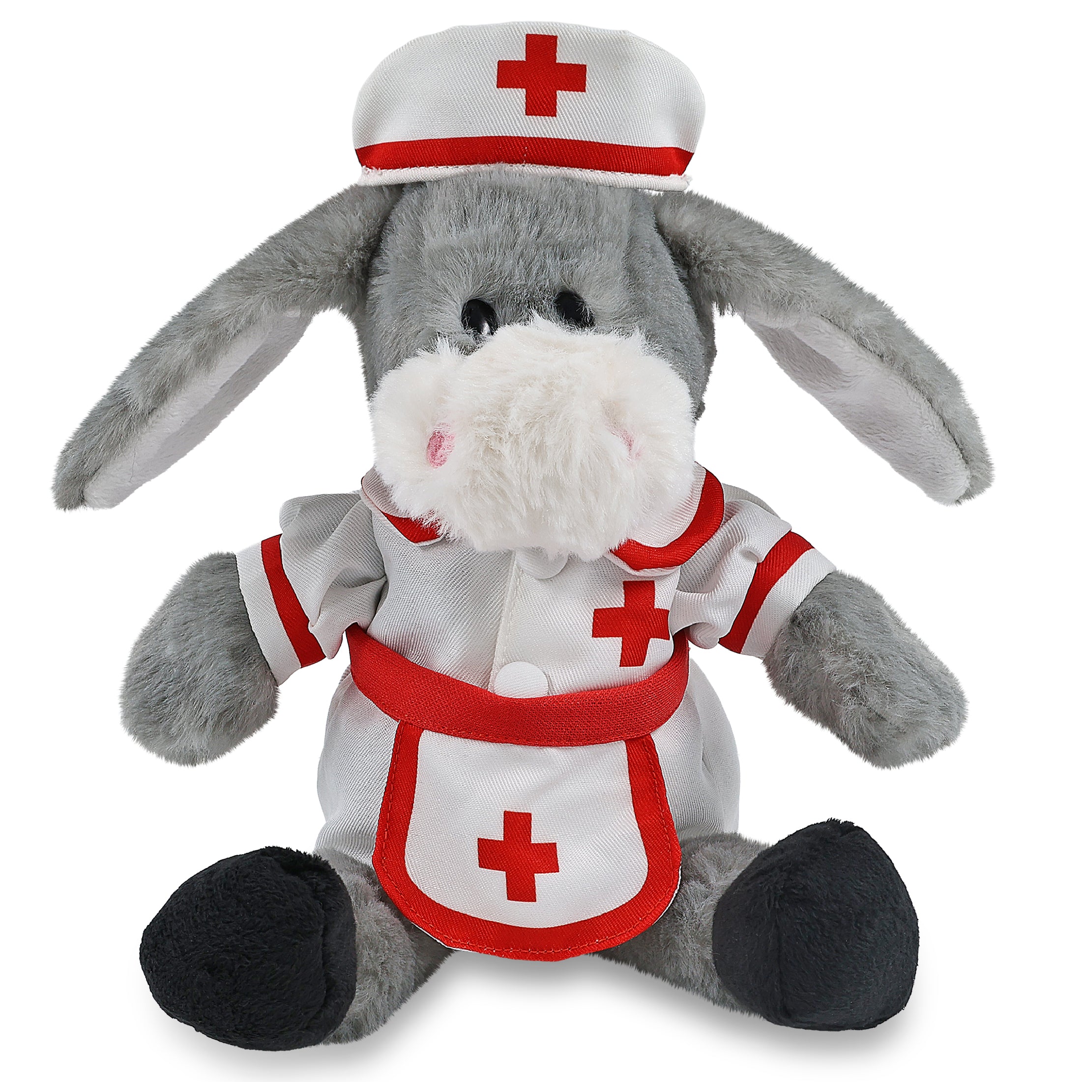 SUPER SOFT PLUSH - SITTING GREY DONKEY NURSE