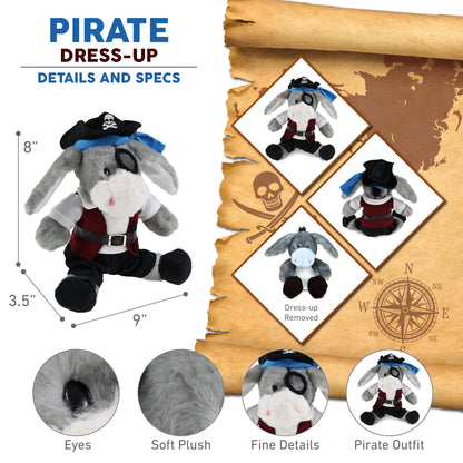 SUPER SOFT PLUSH - SITTING GREY DONKEY PIRATE DRESS UP