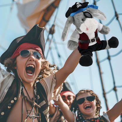 SUPER SOFT PLUSH - SITTING GREY DONKEY PIRATE DRESS UP