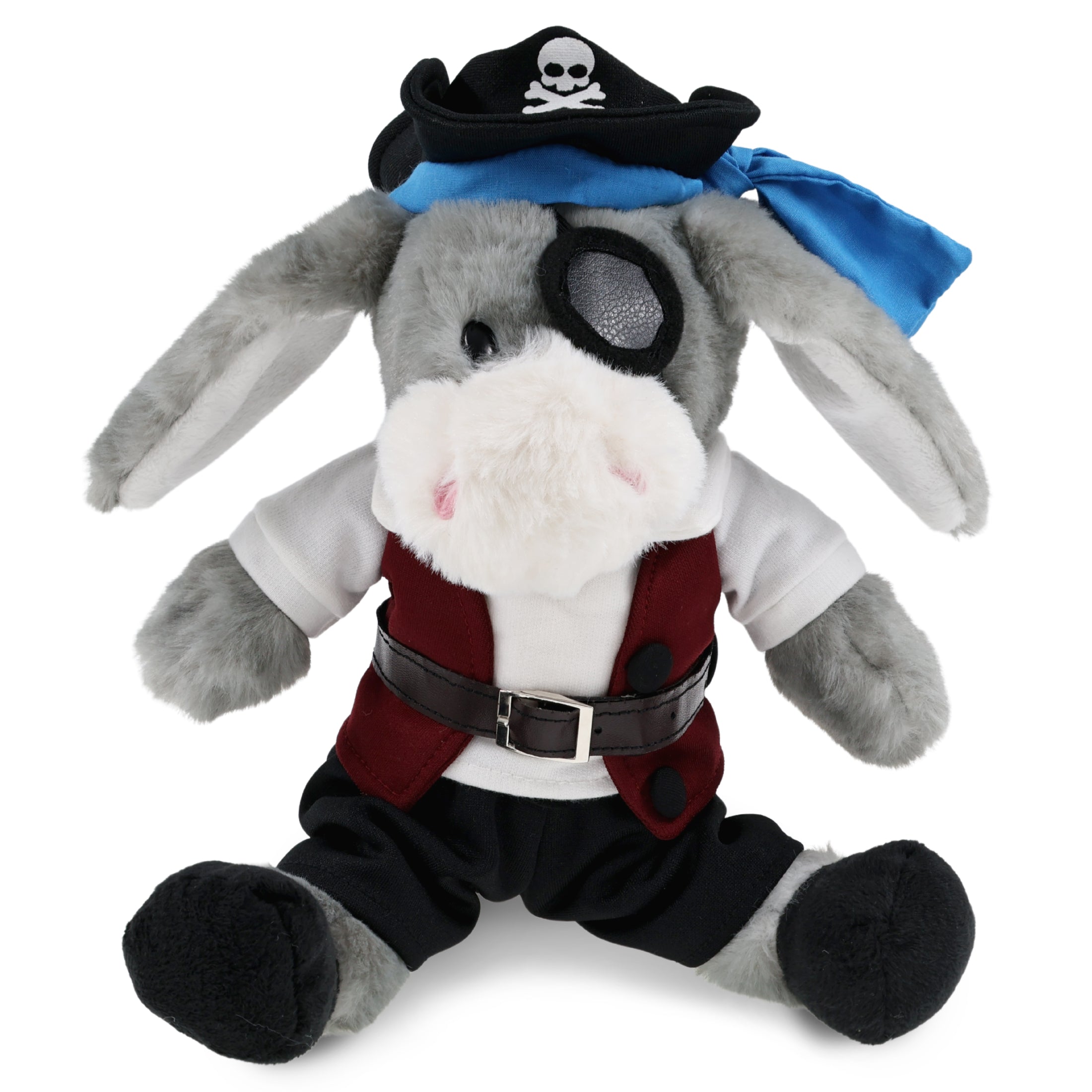 SUPER SOFT PLUSH - SITTING GREY DONKEY PIRATE DRESS UP