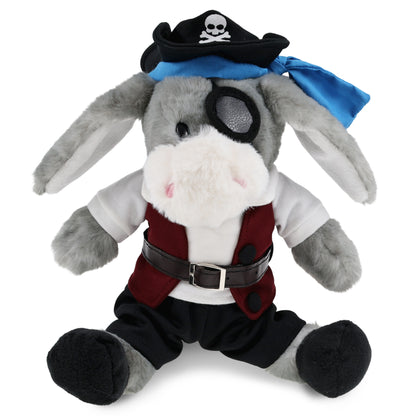 SUPER SOFT PLUSH - SITTING GREY DONKEY PIRATE DRESS UP