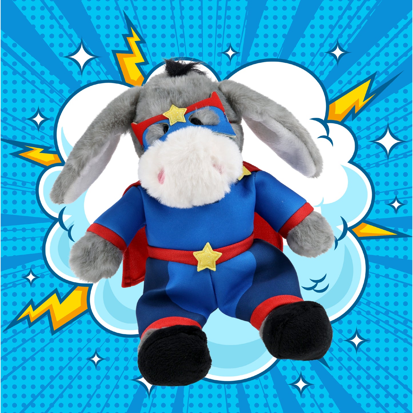 SUPER SOFT PLUSH - SITTING GREY DONKEY SUPER HERO