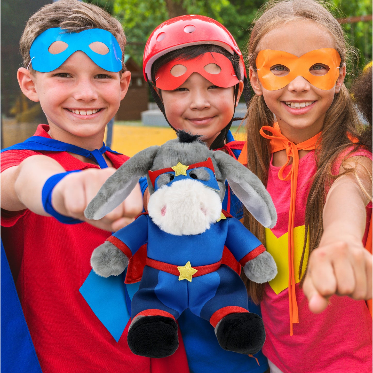 SUPER SOFT PLUSH - SITTING GREY DONKEY SUPER HERO