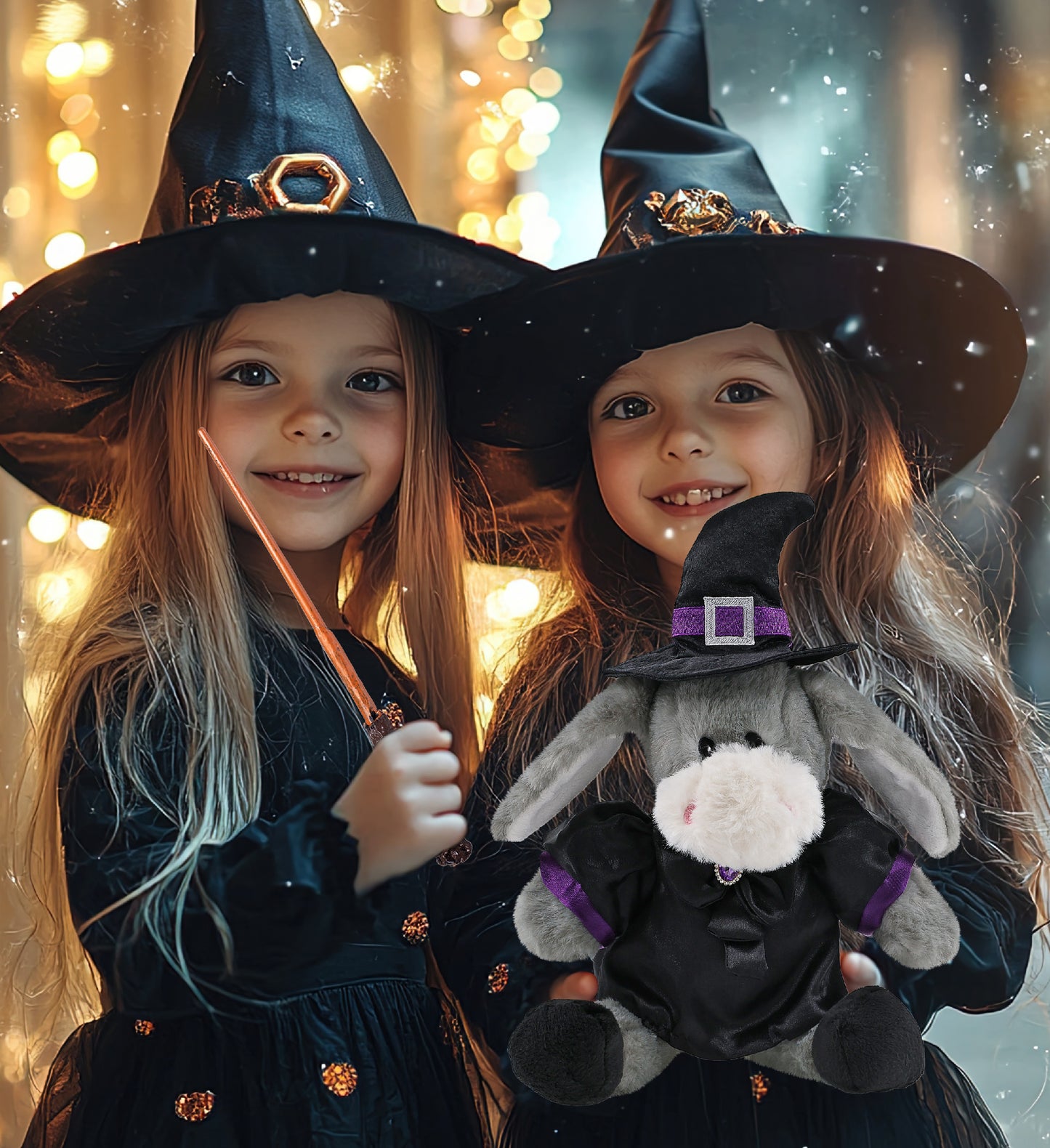 SUPER SOFT PLUSH - SITTING GREY DONKEY WITCH DRESS UP