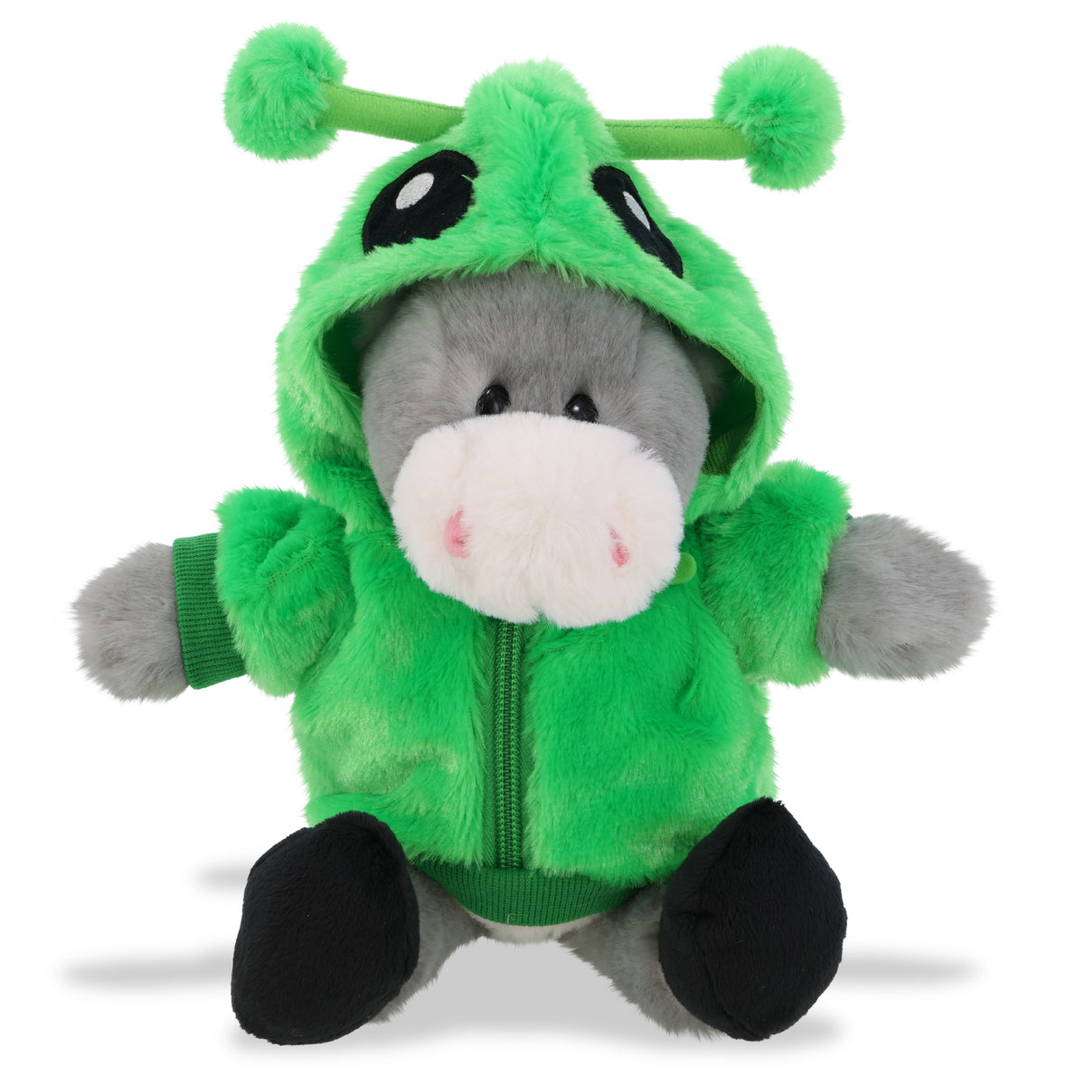 SUPER SOFT PLUSH - SITTING GREY DONKEY WITH ALIEN SWEATER