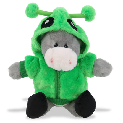 SUPER SOFT PLUSH - SITTING GREY DONKEY WITH ALIEN SWEATER