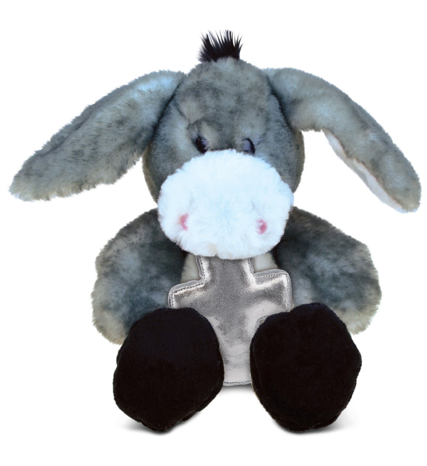 PLUSH CROSS - SUPER SOFT PLUSH - SITTING GREY DONKEY