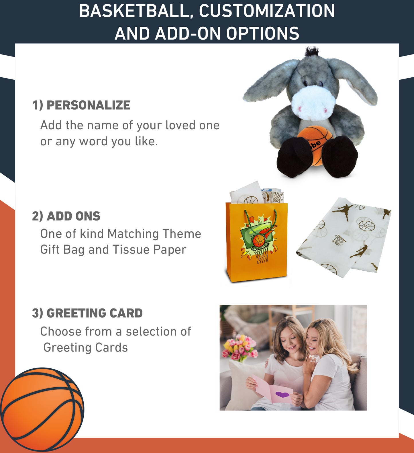 SUPER SOFT PLUSH - SITTING GREY DONKEY WITH BASKETBALL PLUSH