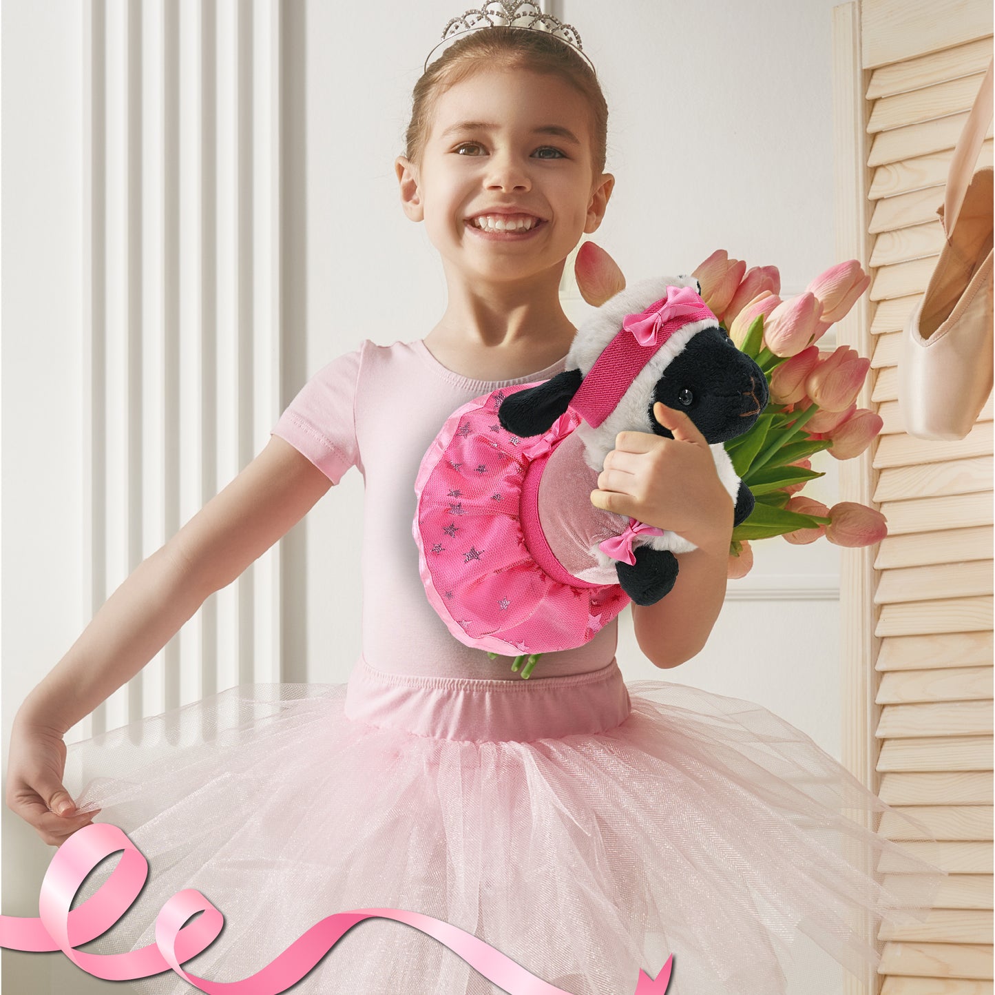 SUPER SOFT PLUSH - VALAIS BLACKNOSE SHEEP WITH BALLERINA DRESS UP