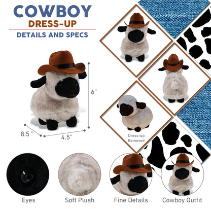 SUPER SOFT PLUSH - VALAIS BLACKNOSE SHEEP With COWBOY Dress Up