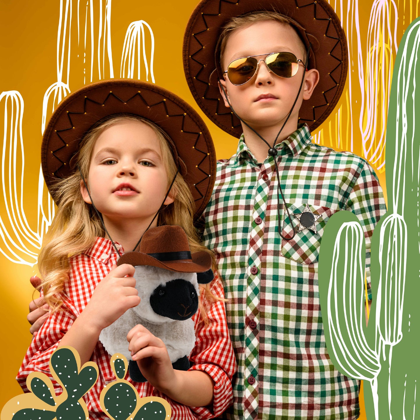 SUPER SOFT PLUSH - VALAIS BLACKNOSE SHEEP With COWBOY Dress Up