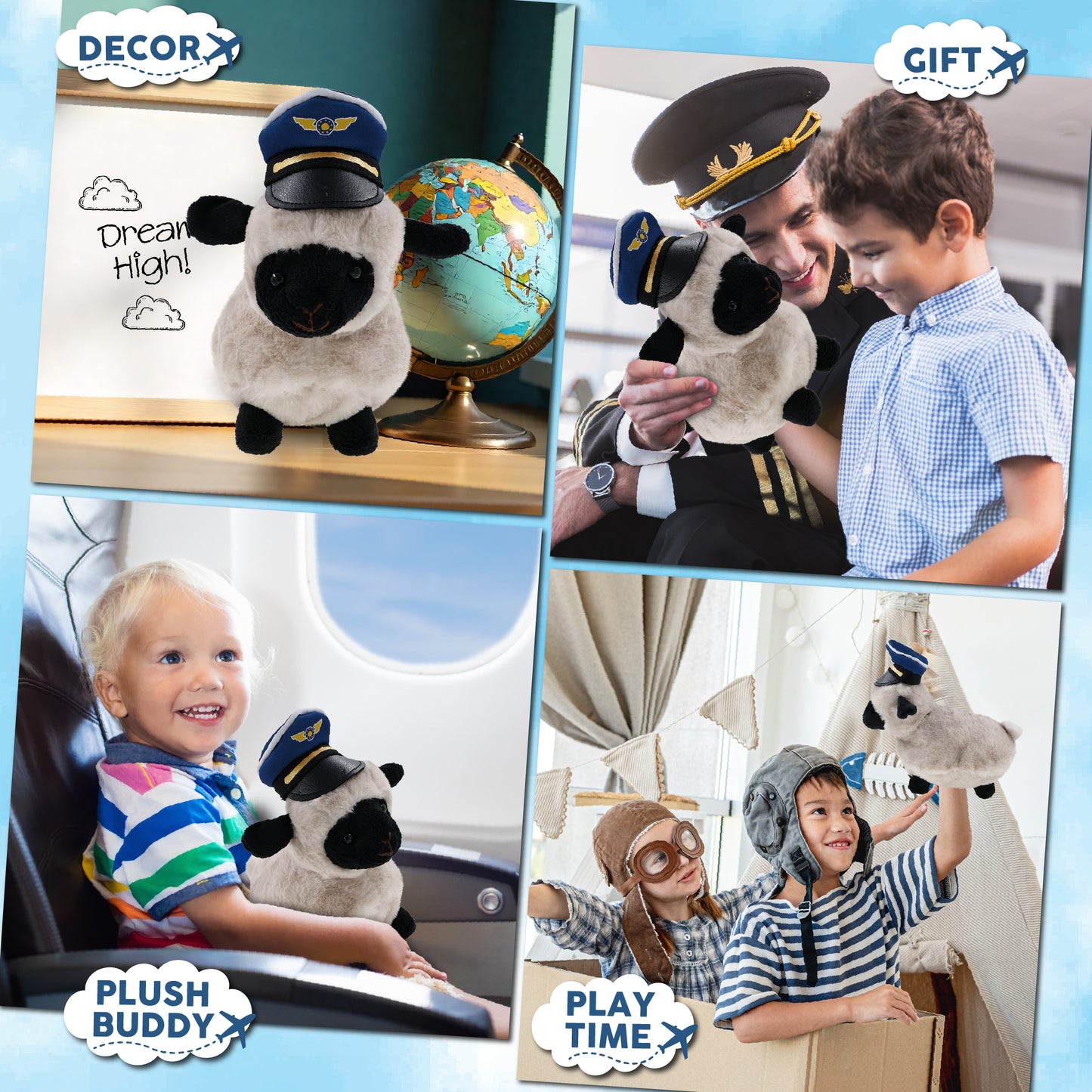 SUPER SOFT PLUSH - VALAIS BLACKNOSE SHEEP PILOT DRESS UP